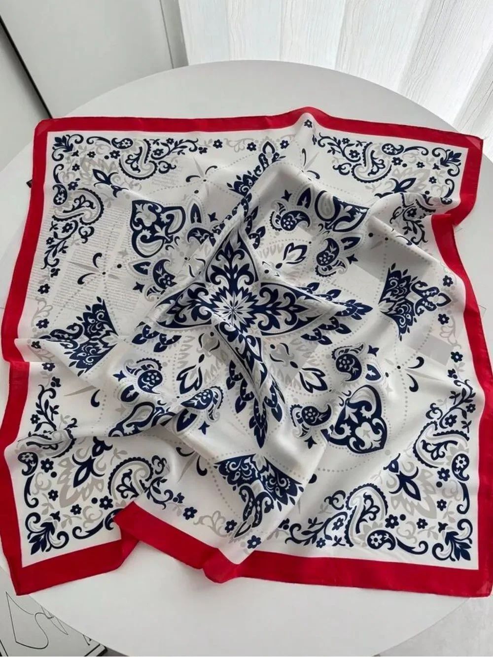 Classic Navy & Red Paisley Scarf S181